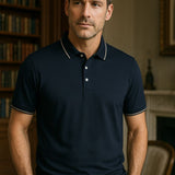 Joel | Navy Contrast Piping Polo