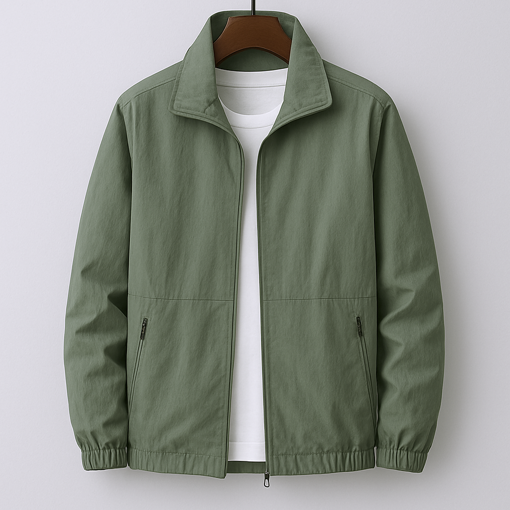 Reed men's lightweight stand collar jacket in Green, view 2