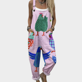 Anna | Pink Folk Art Hen Overalls