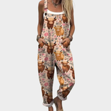 Savannah | Highland Cow Print Overalls