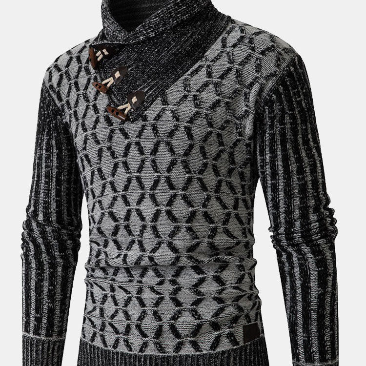 Duncan | Jacquard Toggle Turtleneck Sweater