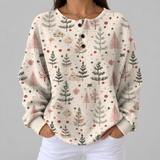 Meredith cream mini tree waffle knit sweater, front view