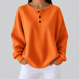 Helen solid henley waffle knit sweater, front view