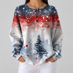 Alice light blue Christmas tree waffle knit sweater, front view