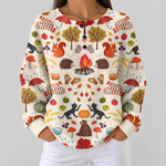 Hazel fall forest waffle knit sweater, front view