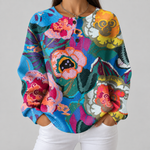 Irene large floral waffle knit sweater, front view