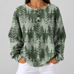 Emily evergreen forest waffle knit sweater, front view
