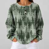 Emily evergreen forest waffle knit sweater, front view