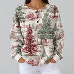 Luna winter landscape waffle knit sweater, front view