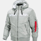 Jacob | Bomber Jacket with NASA Embroidery and Detachable Hood