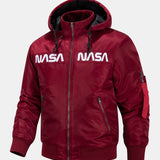 Jacob | Bomber Jacket with NASA Embroidery and Detachable Hood