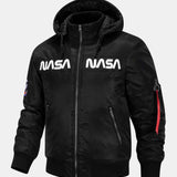 Jacob | Bomber Jacket with NASA Embroidery and Detachable Hood