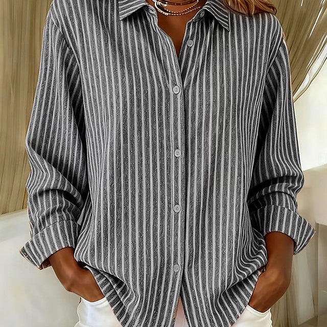 Deborah | Striped Button-Front Shirt