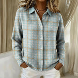 Leah | Pale Blue Windowpane Cardigan