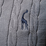 Rhys | Cable Knit Jacquard Sweater with Giraffe Embroidery