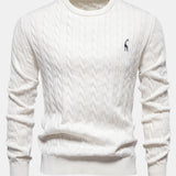 Rhys | Cable Knit Jacquard Sweater with Giraffe Embroidery