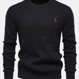 Rhys | Cable Knit Jacquard Sweater with Giraffe Embroidery
