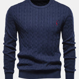 Rhys | Cable Knit Jacquard Sweater with Giraffe Embroidery