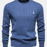 Rhys | Cable Knit Jacquard Sweater with Giraffe Embroidery