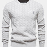 Rhys | Cable Knit Jacquard Sweater with Giraffe Embroidery