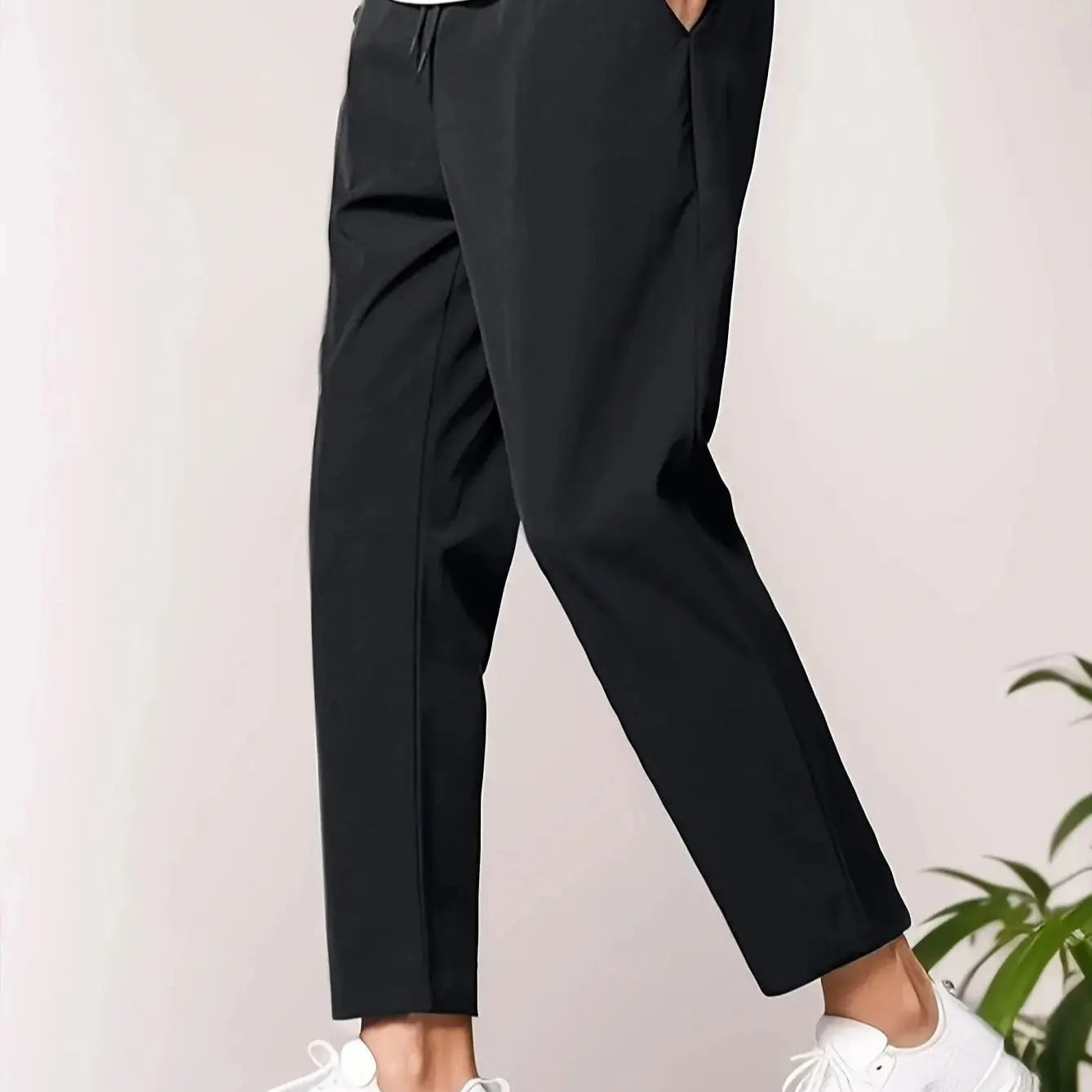 Rhett men's cropped tapered smart pants in Black, view 10
