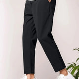 Rhett men's cropped tapered smart pants in Black, view 10
