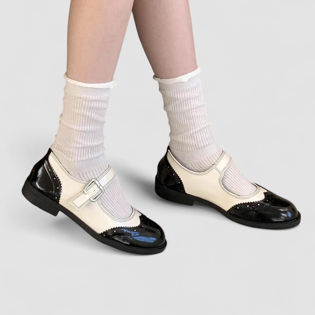 Tess two tone spectator Mary Jane shoes, front view