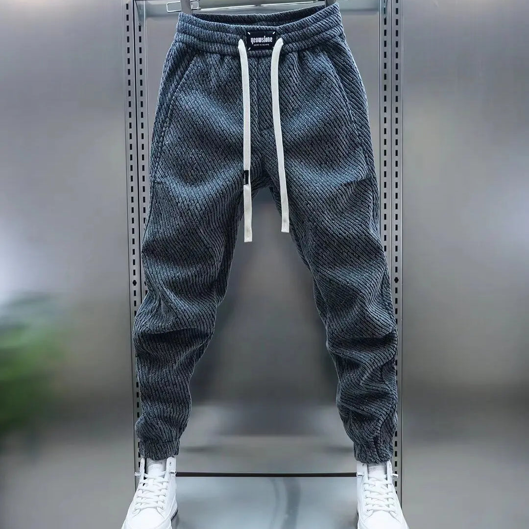 Vernon men's textured knit joggers in Gray, view 3