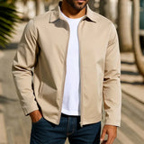 Luke men's casual zip shirt jacket in Khaki, view 2