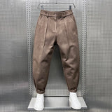 Judd men's textured pleated tapered pants in Coffee, view 7