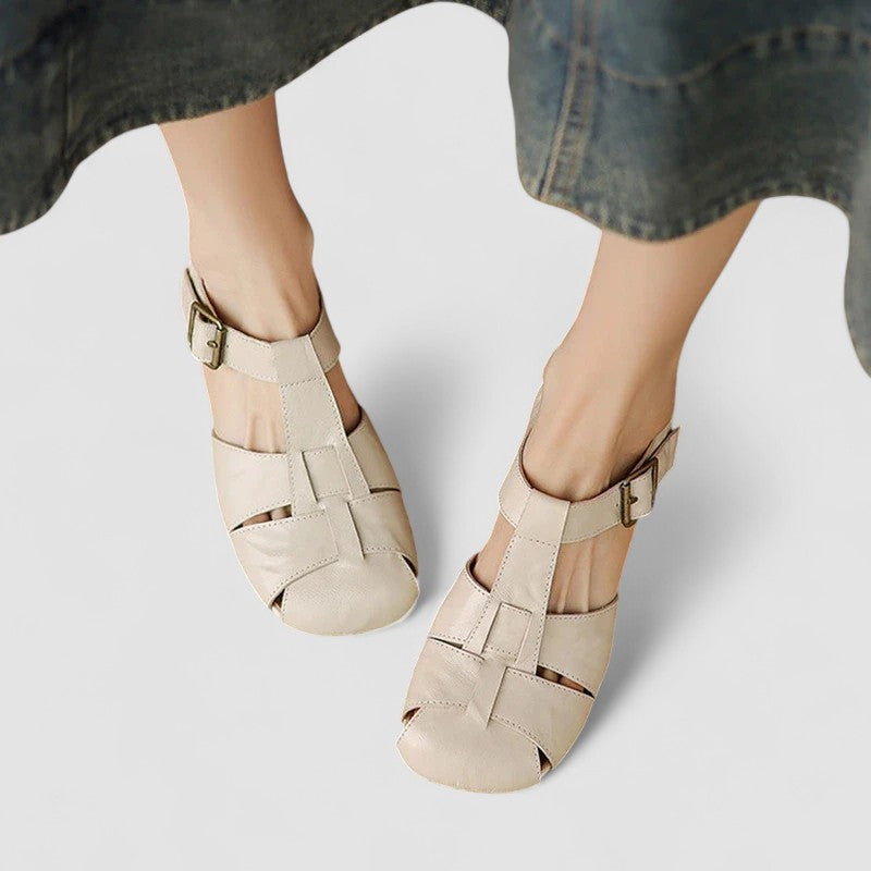 Cassie woven slingback Mary Jane shoes in Beige, view 3