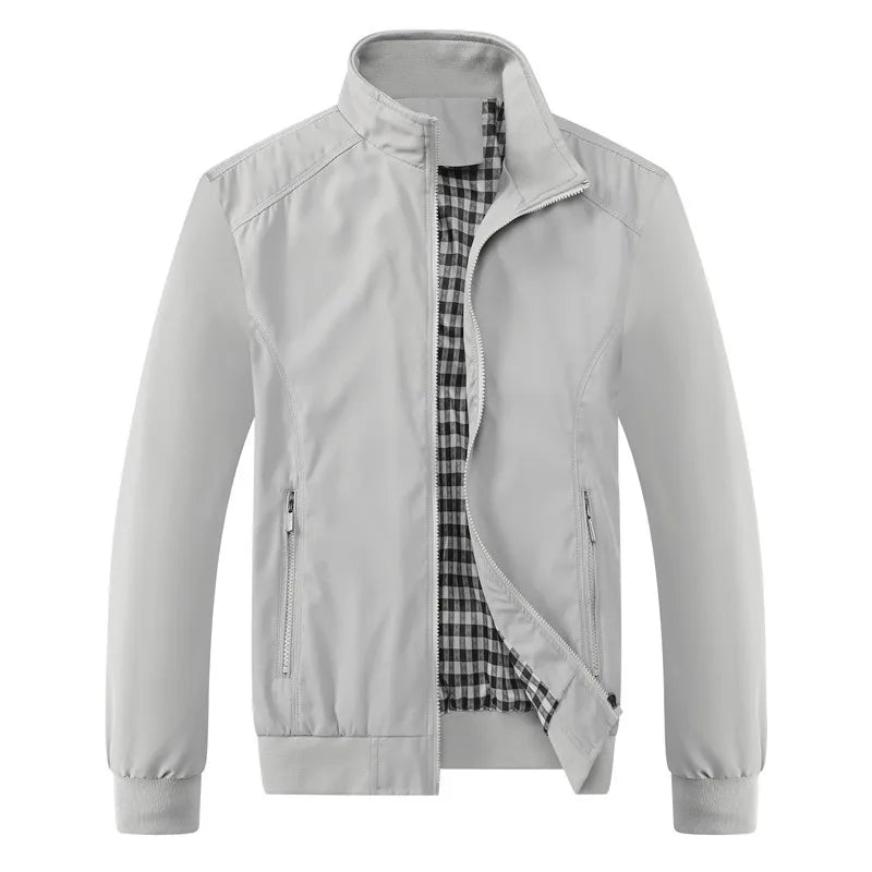 Marshall men's check lined Harrington jacket in White, view 3