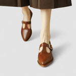 Maureen pointed toe T-strap Mary Jane shoes in Brown, view 2