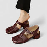 Cassie woven slingback Mary Jane shoes in Burgundy, front view