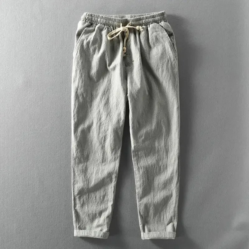 Byron men's lightweight summer drawstring pants in Light Gray, view 3