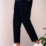 Rhett men's cropped tapered smart pants in Dark Blue, view 9