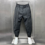 Judd men's textured pleated tapered pants in Gray, front view
