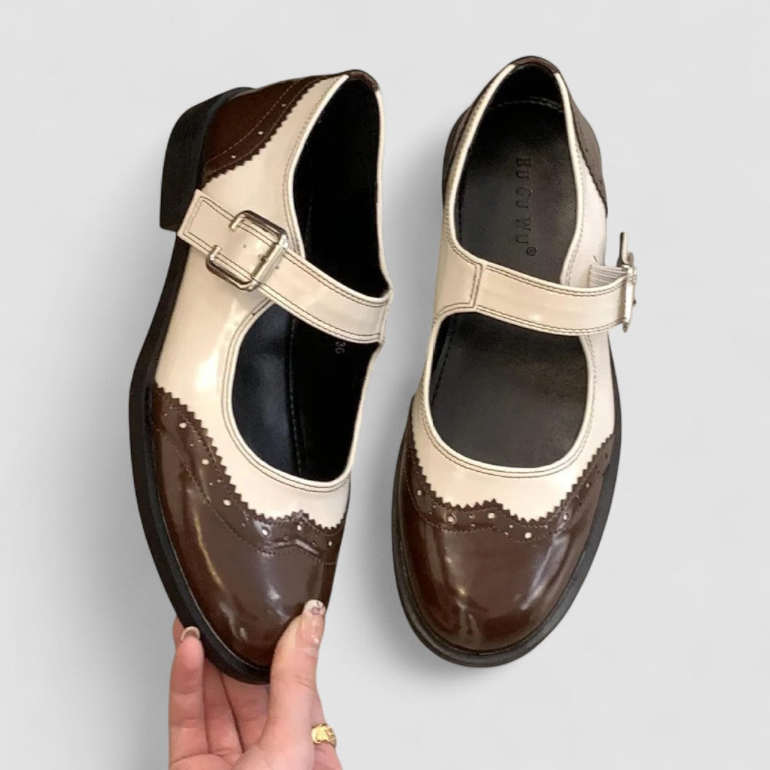 Tess two tone spectator Mary Jane shoes in Brown, view 3