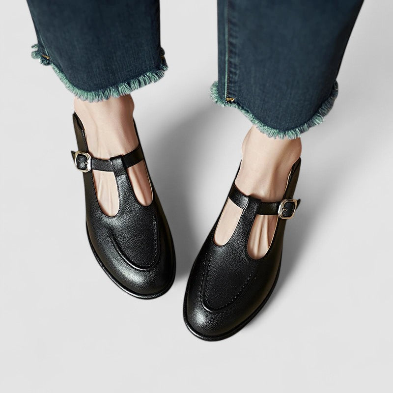 Lori T-strap Mary Jane loafers in Black, view 2