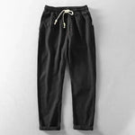 Byron men's lightweight summer drawstring pants in Black, front view