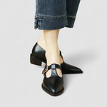 Maureen pointed toe T-strap Mary Jane shoes in Black, view 3