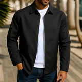 Luke men's casual zip shirt jacket in Black, view 3