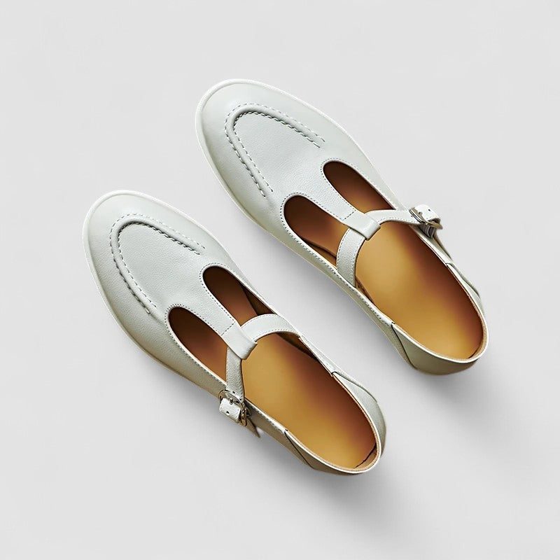 Lori T-strap Mary Jane loafers in Cream, view 3