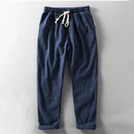 Byron men's lightweight summer drawstring pants in Navy Blue, view 2