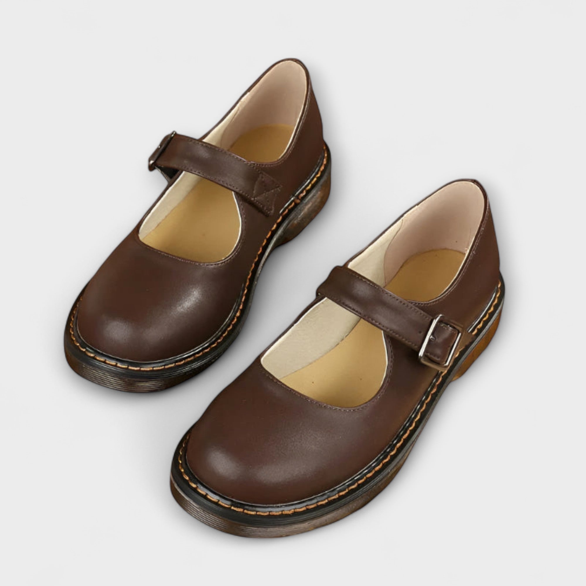 Darla classic buckle Mary Jane shoes in Brown, front view