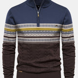 Lincoln | Contrast Pattern Jacquard Quarter-Zip Sweater