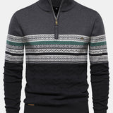 Lincoln | Contrast Pattern Jacquard Quarter-Zip Sweater