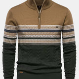 Lincoln | Contrast Pattern Jacquard Quarter-Zip Sweater