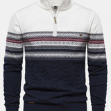 Lincoln | Contrast Pattern Jacquard Quarter-Zip Sweater