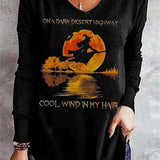 Tatiana | Halloween-Inspired Black Witch Letter Print V Neck Blouse